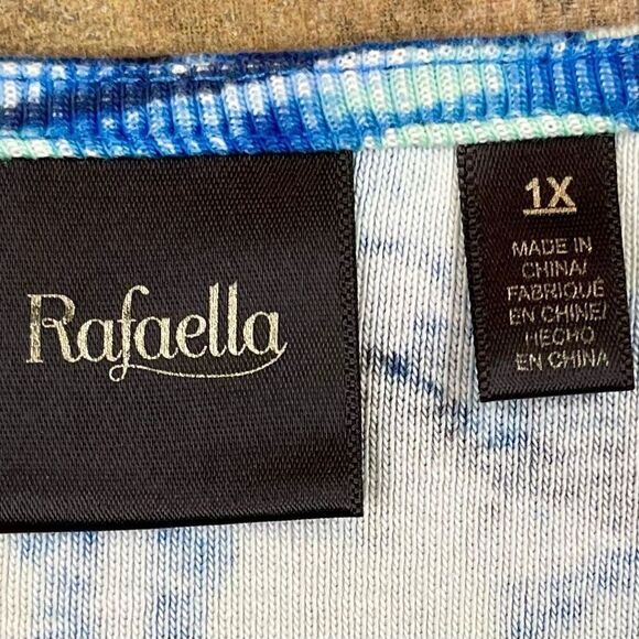 Rafaella Tye Dye Grommet Detail Short Sleeve Top 1X - Picture 7 of 9